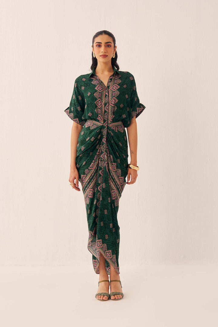 Green Kaleido Shirt Dress