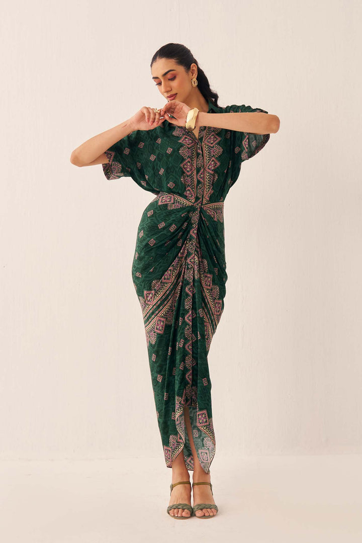 Green Kaleido Shirt Dress