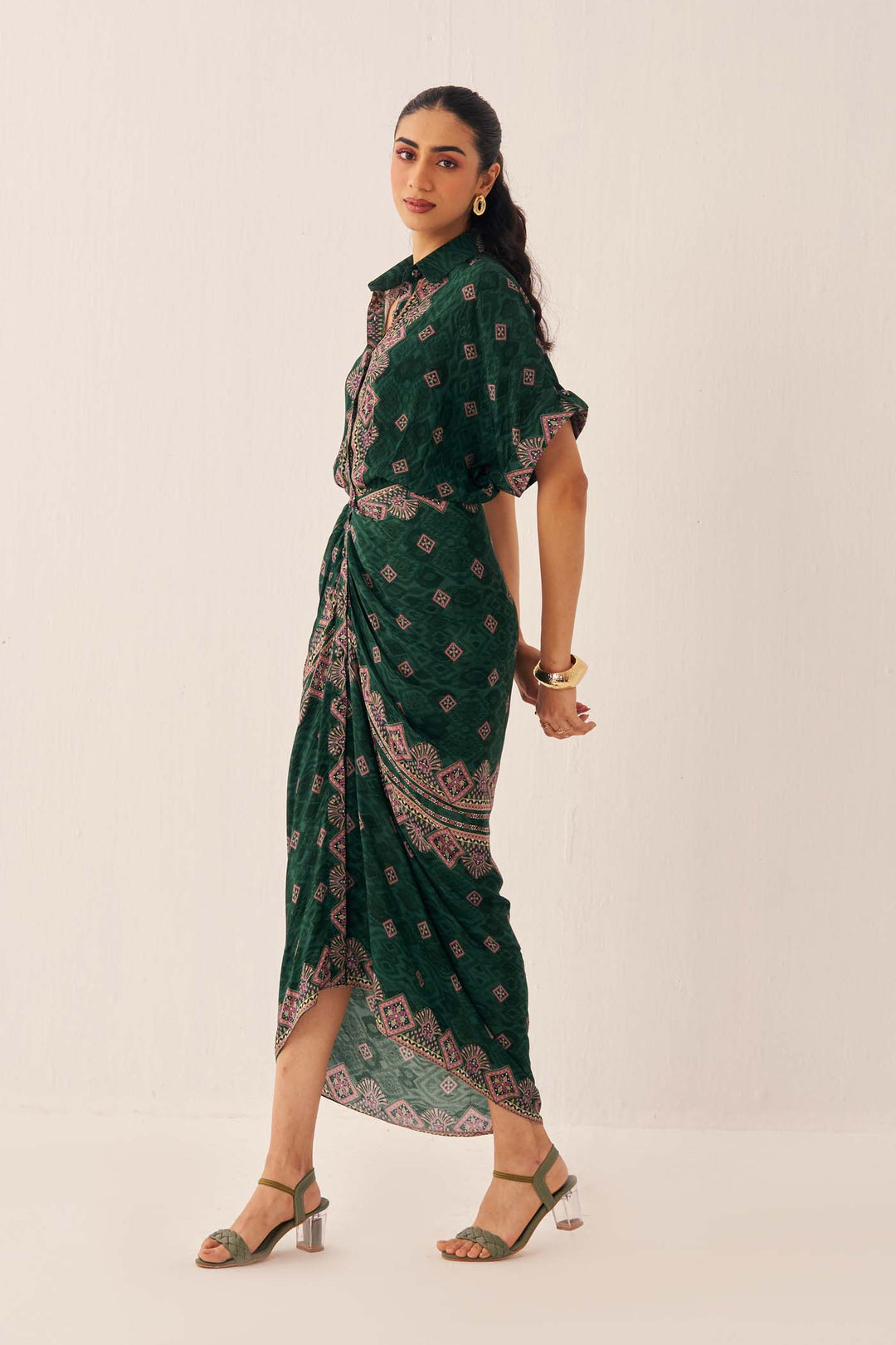 Green Kaleido Shirt Dress