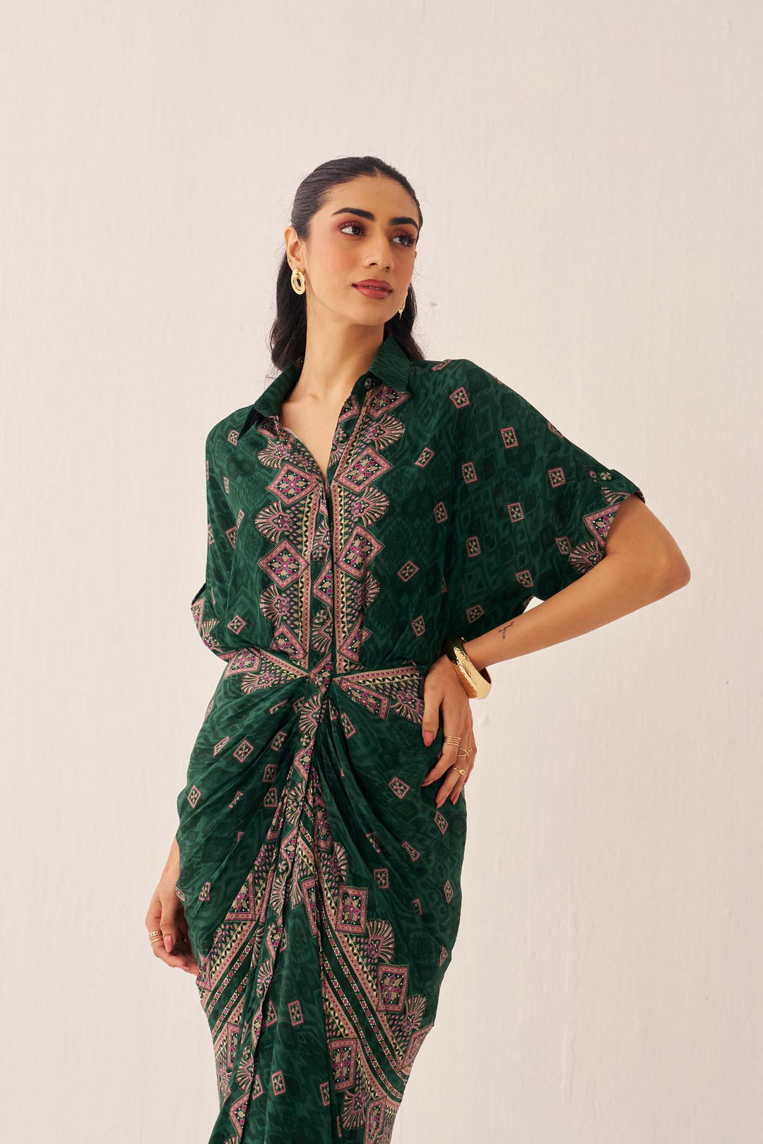 Green Kaleido Shirt Dress