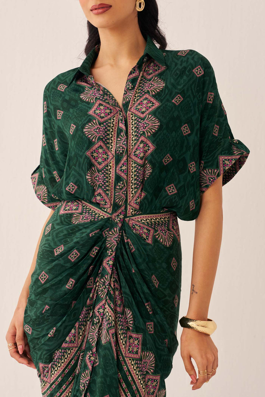 Green Kaleido Shirt Dress