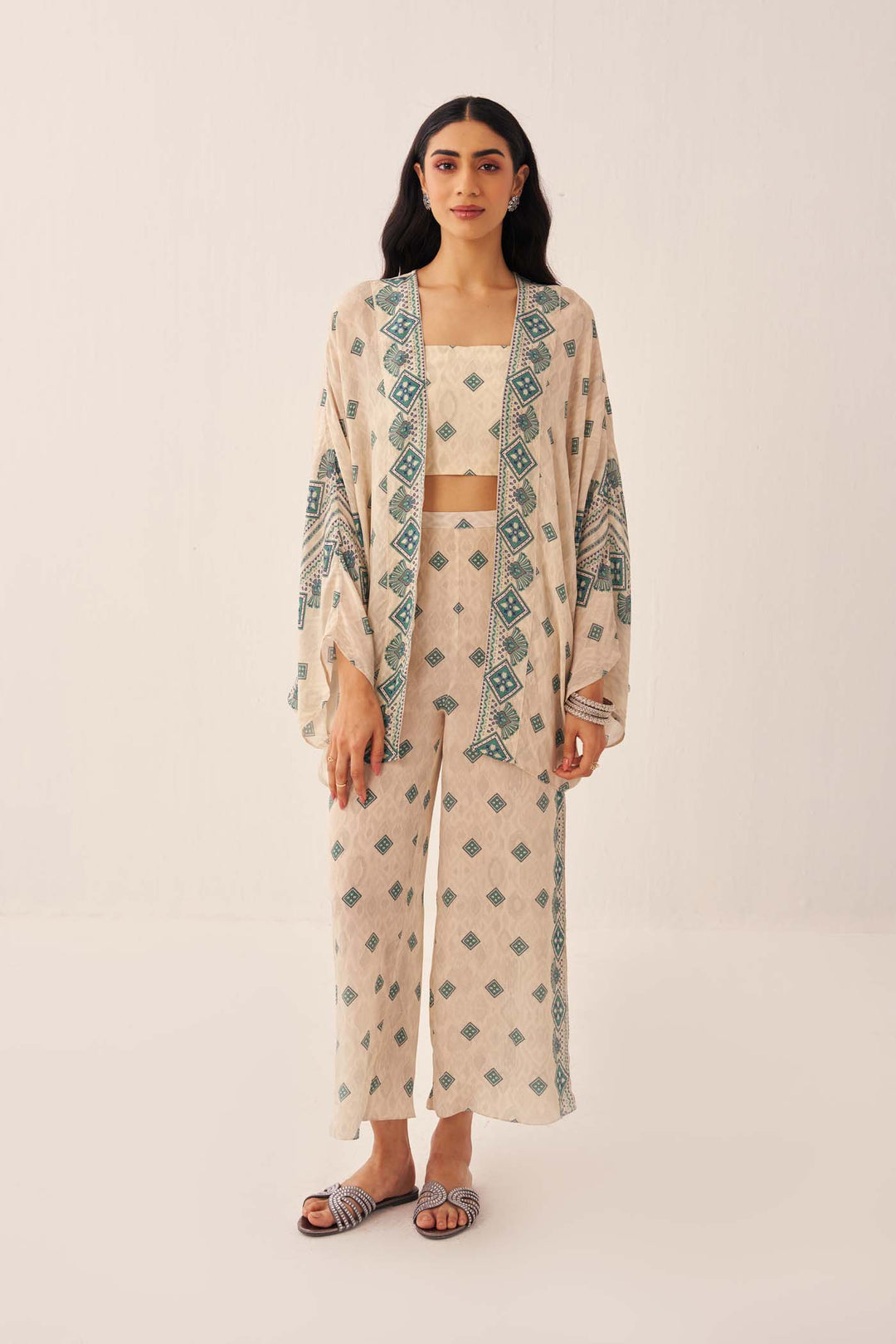 Ivory Kaleido Kimono Co-ord Set