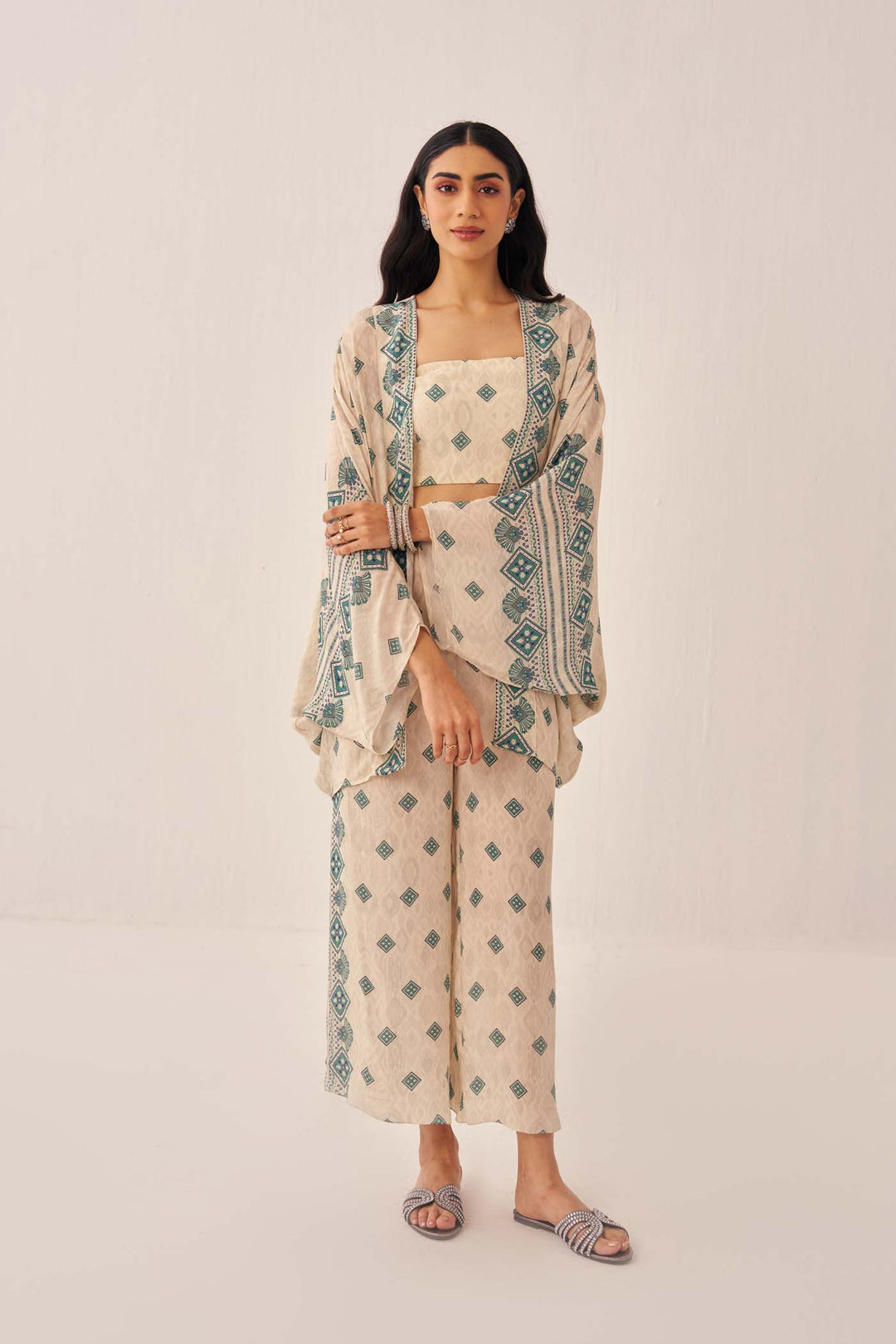 Ivory Kaleido Kimono Co-ord Set