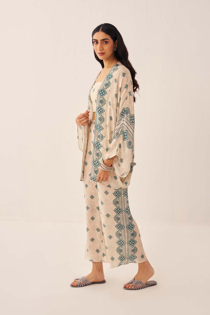 Ivory Kaleido Kimono Co-ord Set