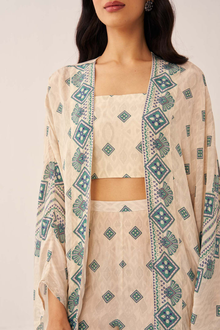 Ivory Kaleido Kimono Co-ord Set