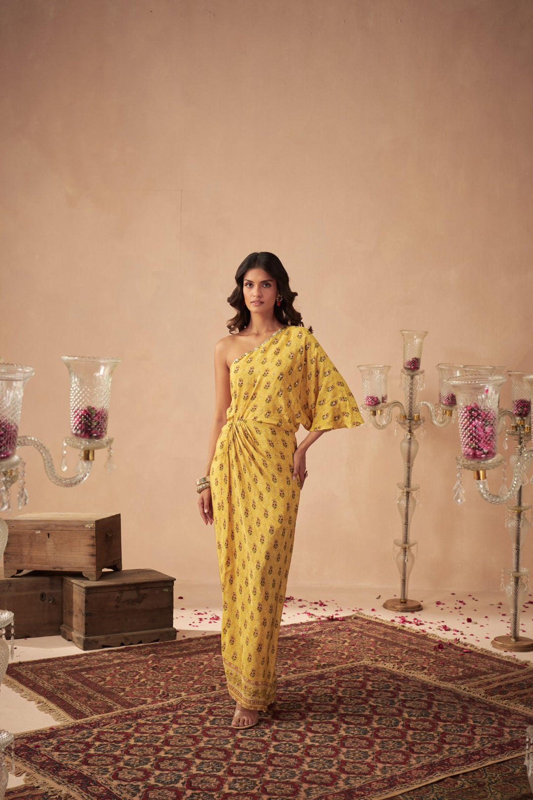 Yellow Booti One-Shoulder Dress