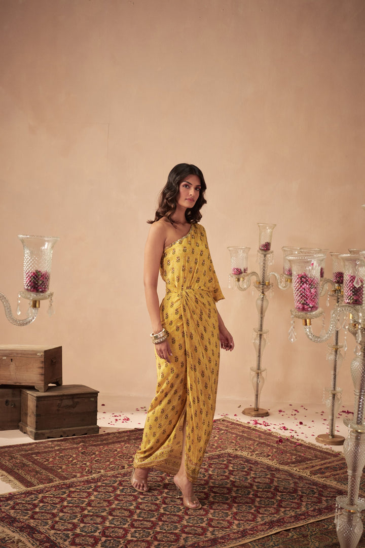 Yellow Booti One-Shoulder Dress