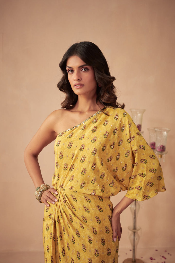 Yellow Booti One-Shoulder Dress