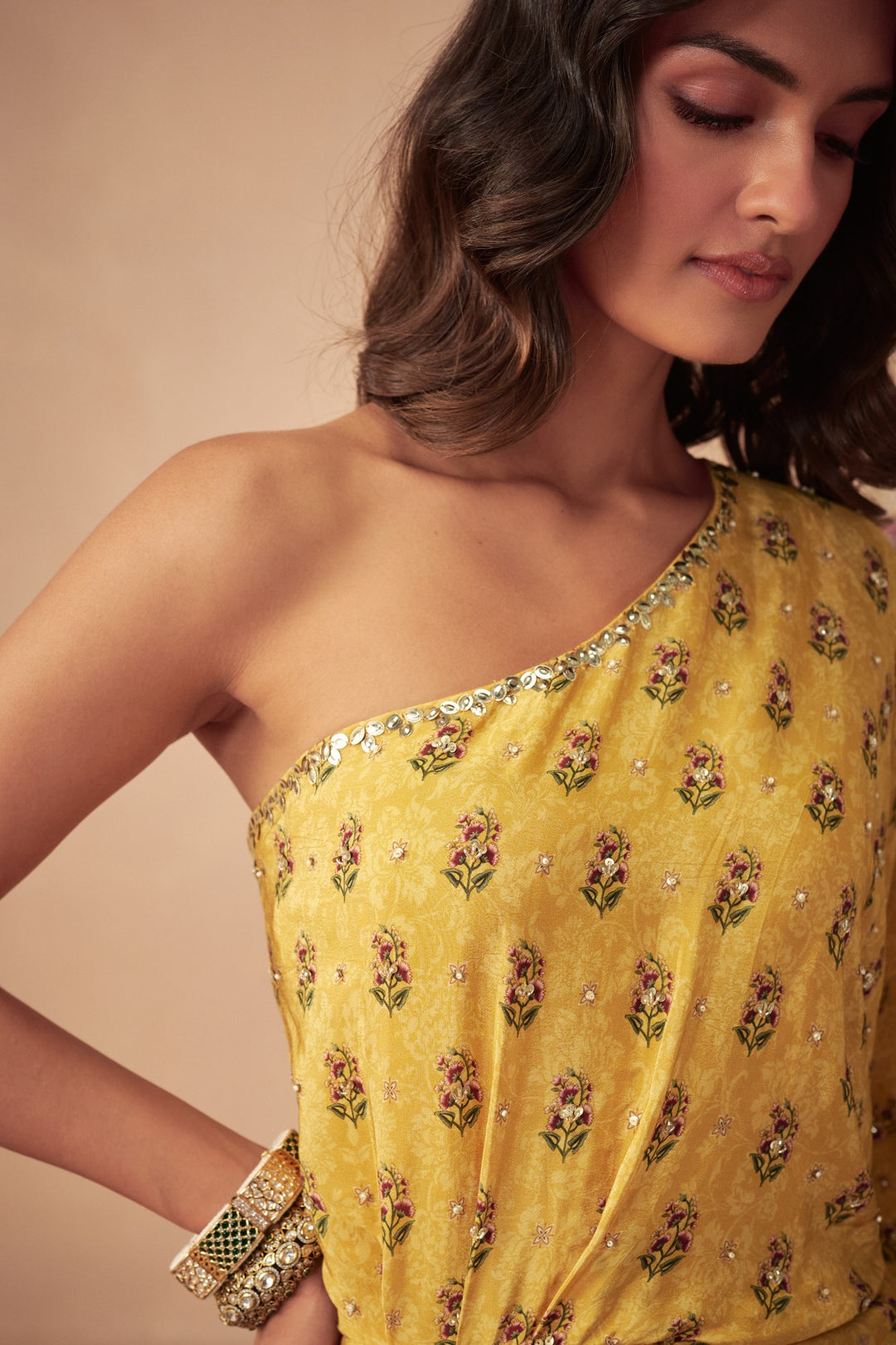 Yellow Booti One-Shoulder Dress