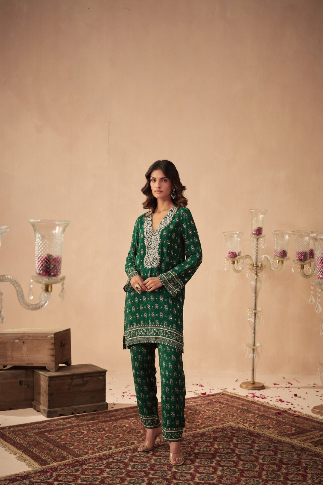 Green Booti Kurta Set