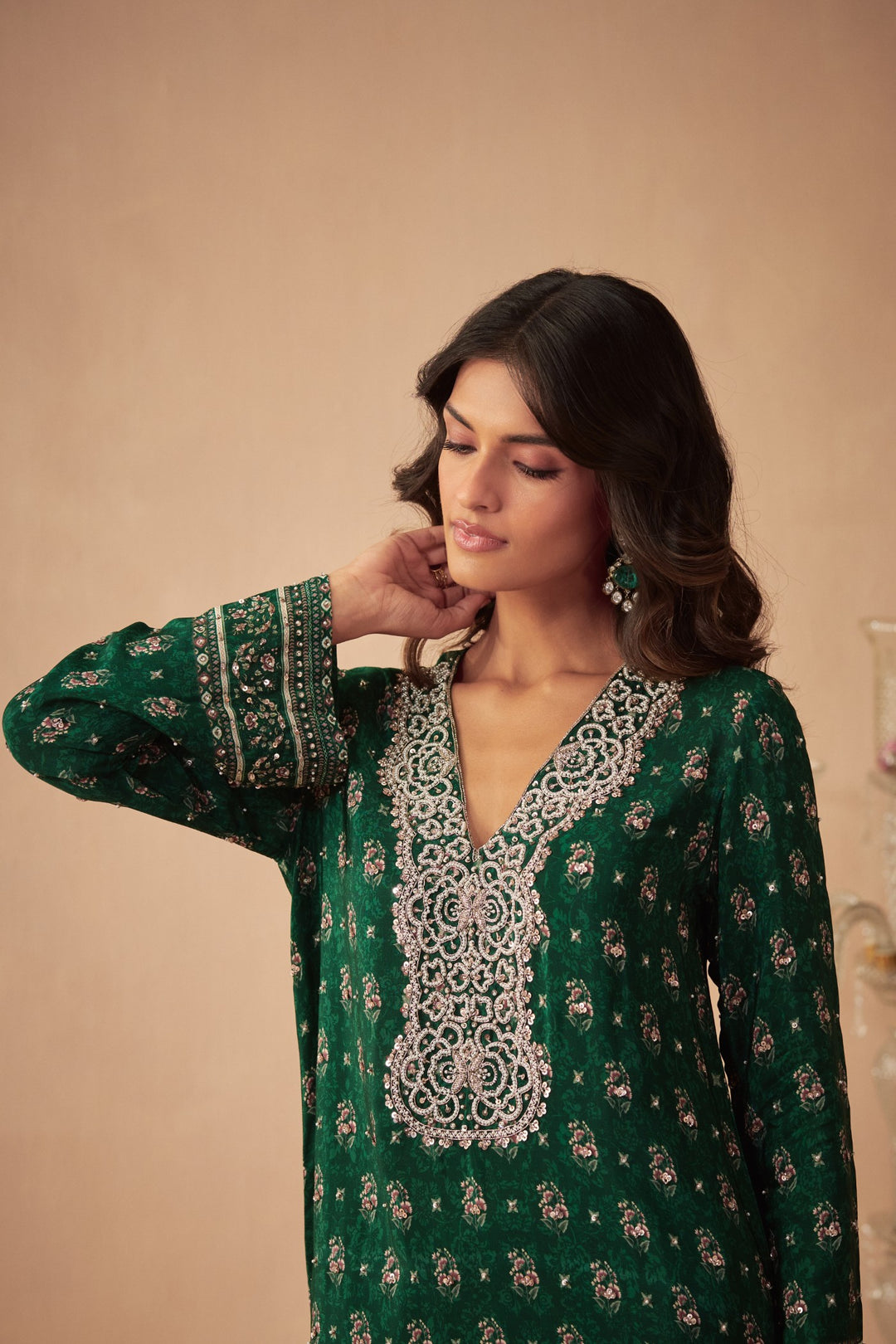 Green Booti Kurta Set