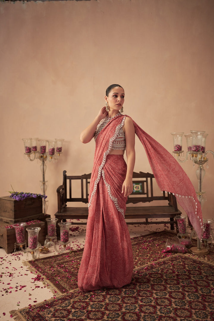 Coral Meadow Saree