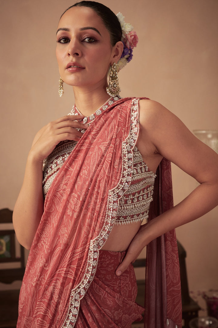 Coral Meadow Saree