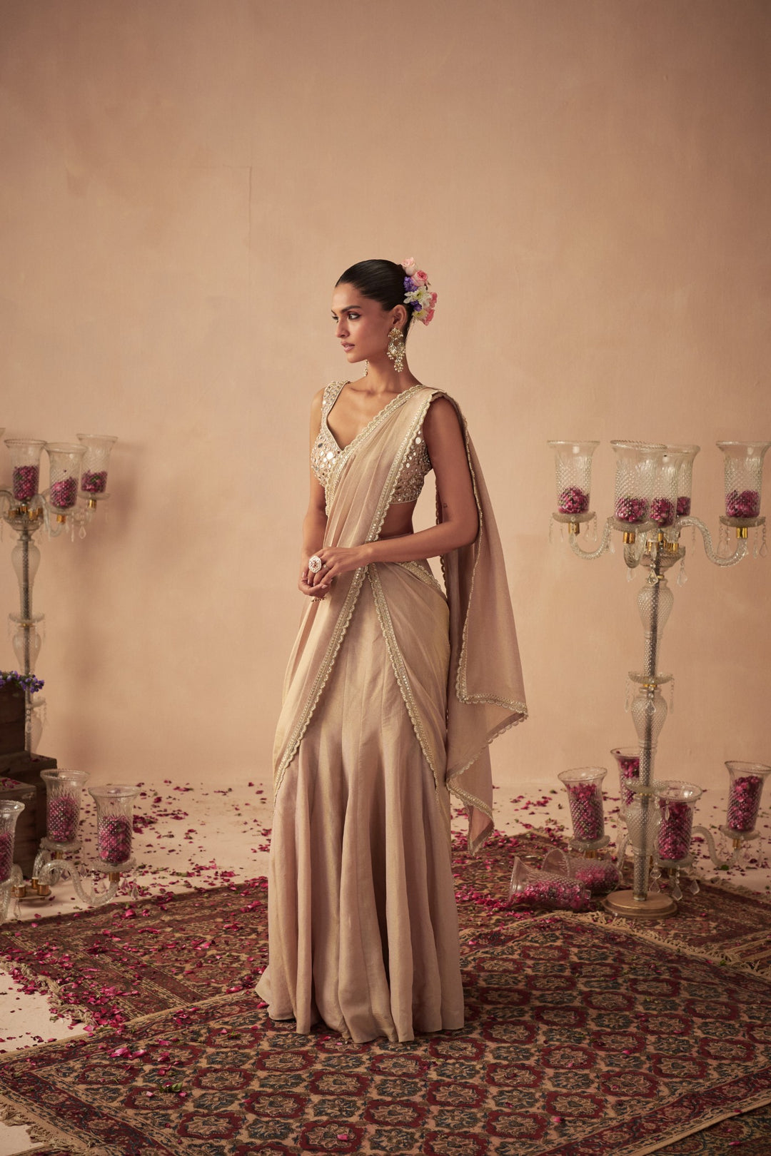 Rose Gold Tissue Saree