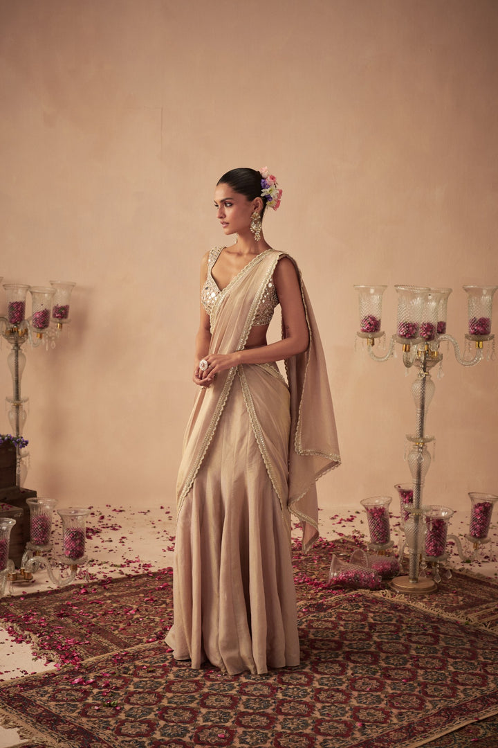 Rose Gold Tissue Saree