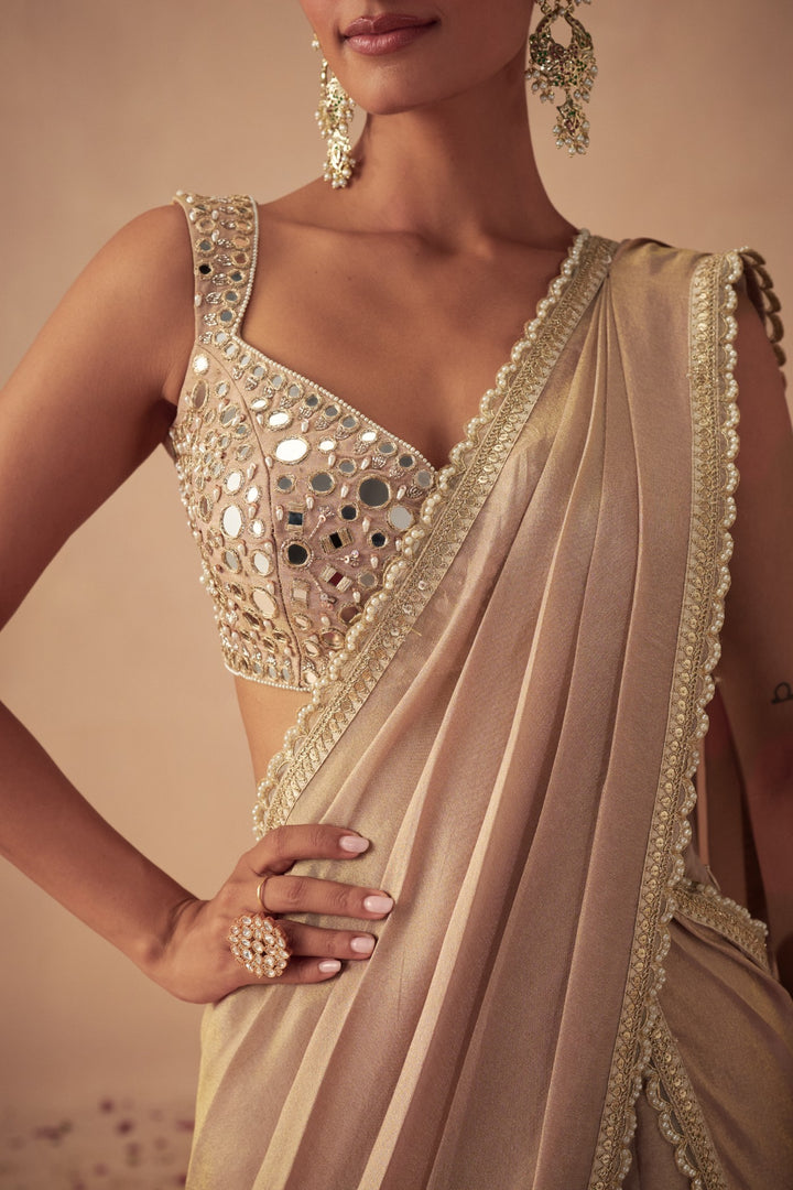 Rose Gold Tissue Saree