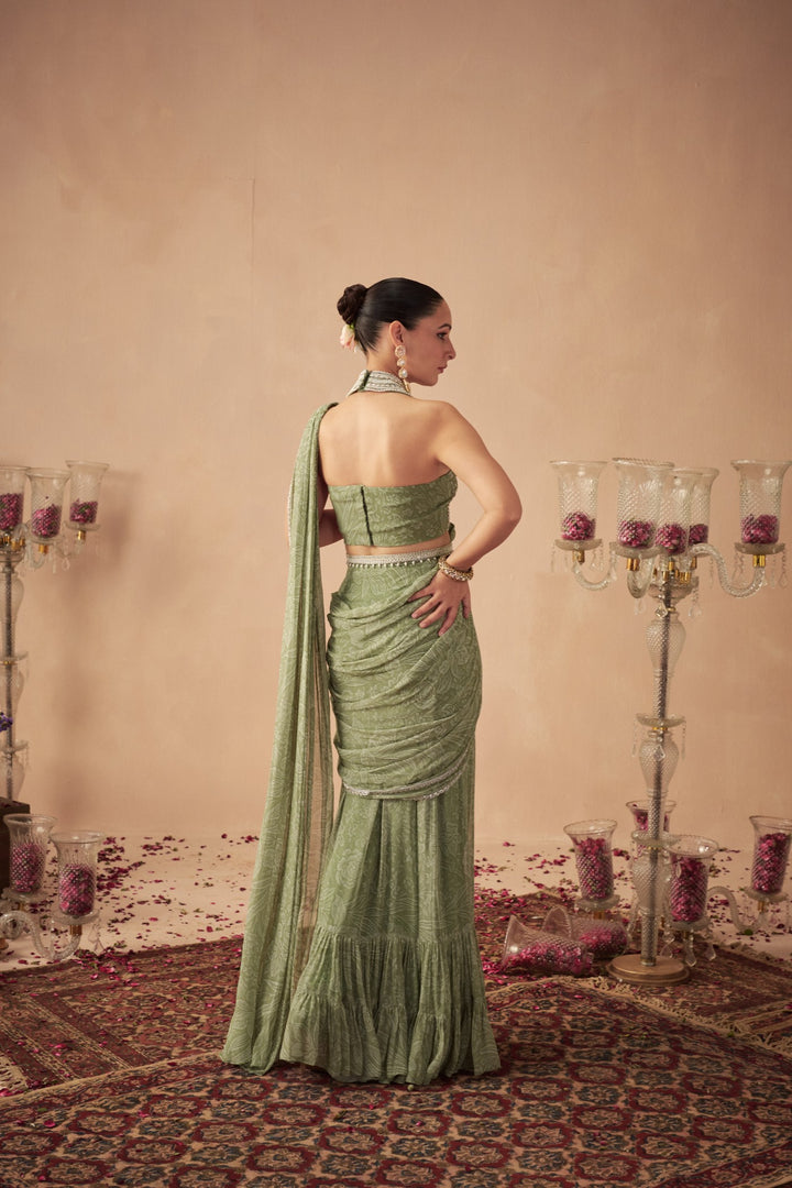 Sage Green Meadow Saree