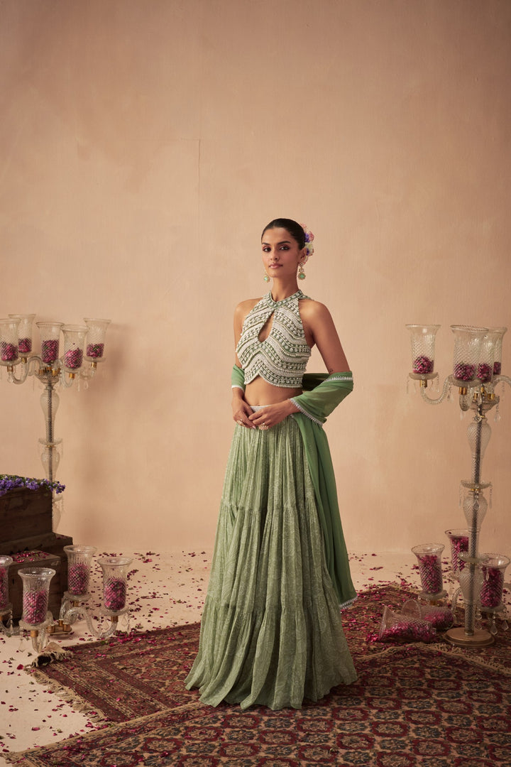 Sage Green Meadow Lehenga Set