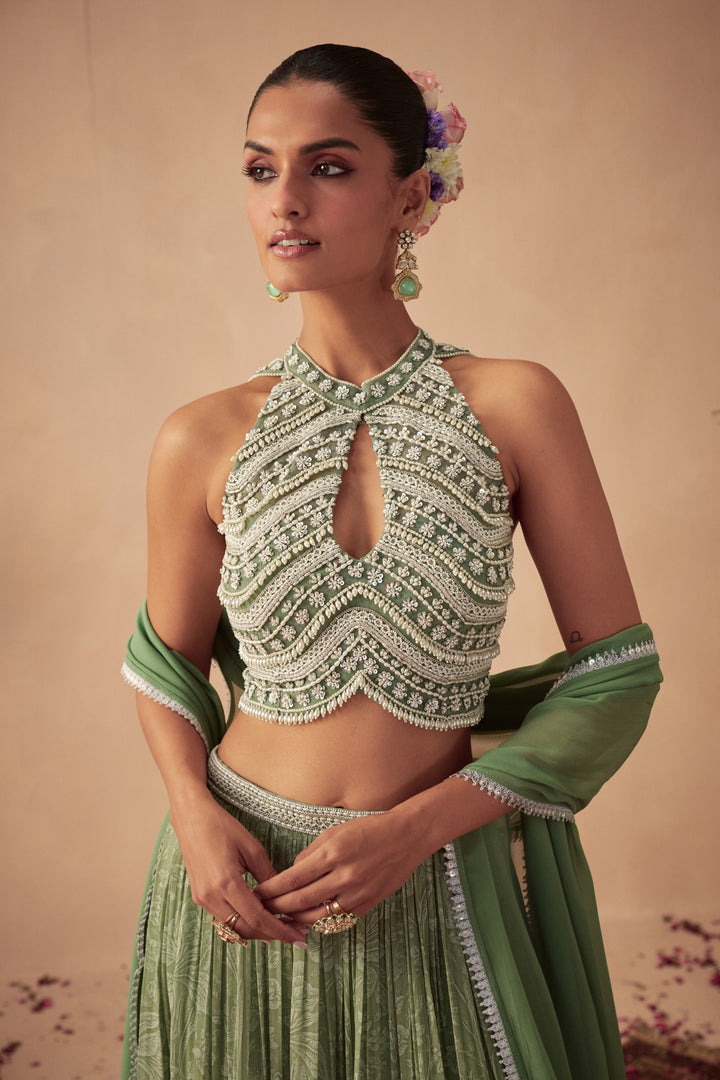 Sage Green Meadow Lehenga Set