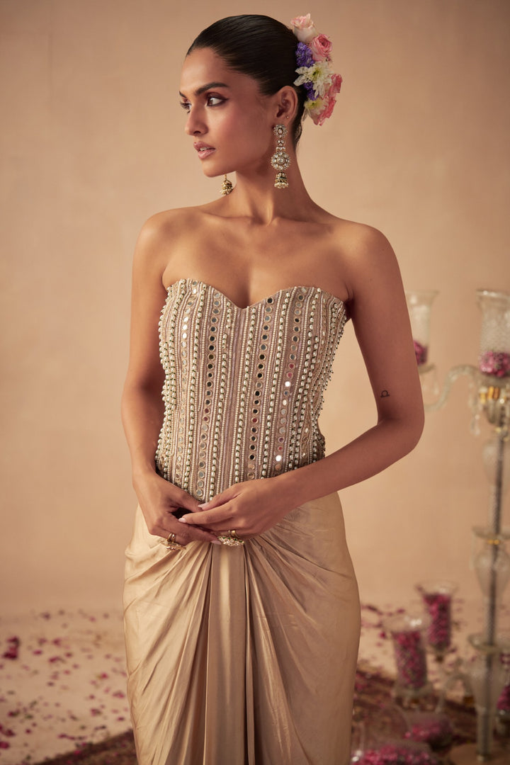 Rose Gold Corset with Draped Skirt