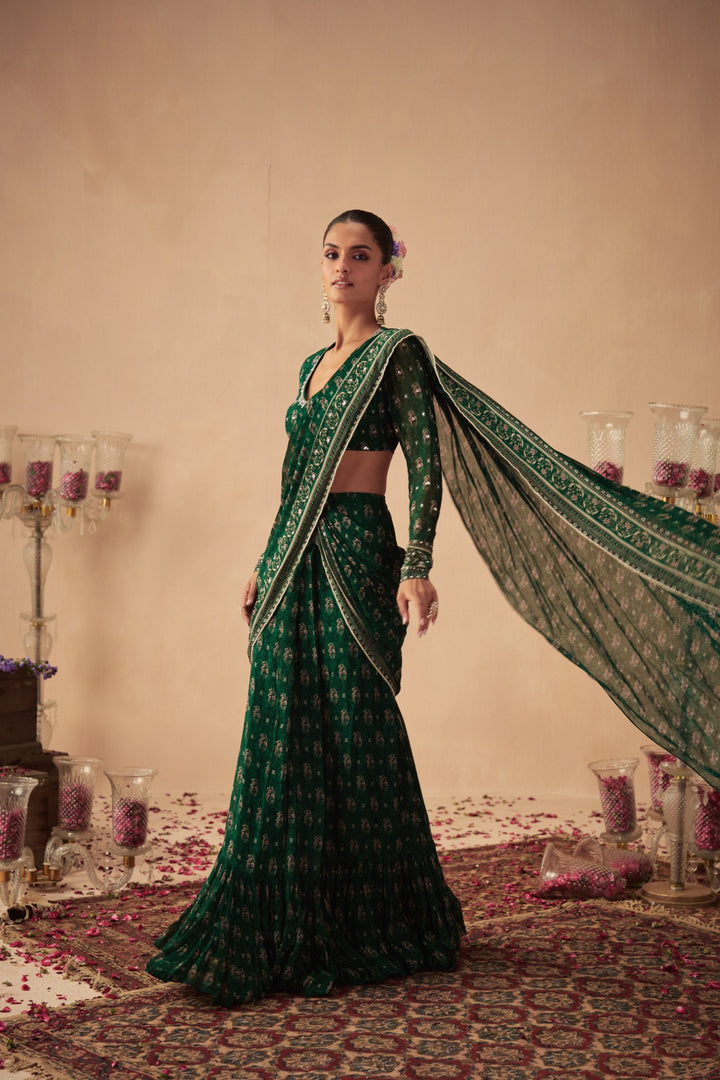 Green Booti Saree