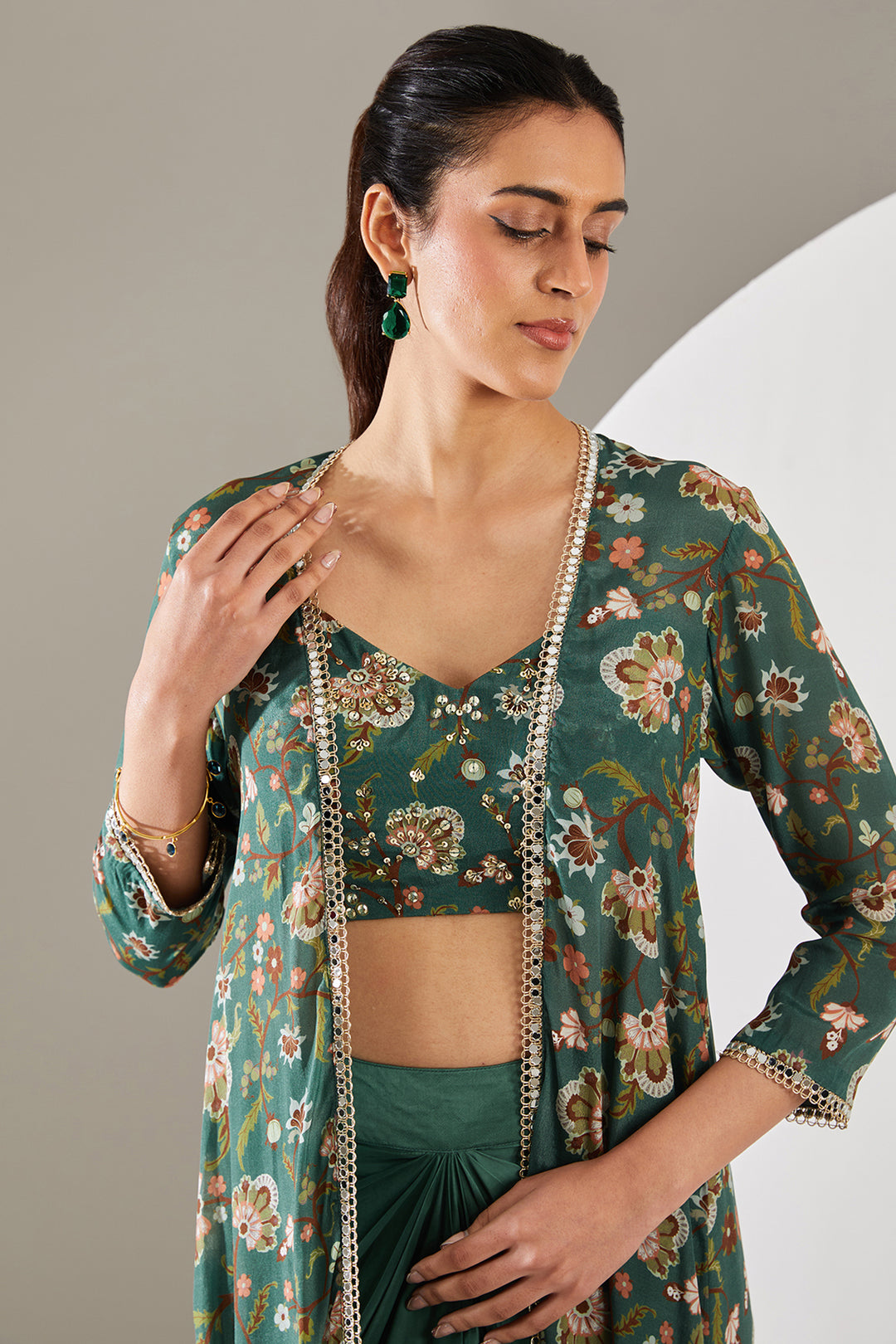 Green Cape Set with Skirt