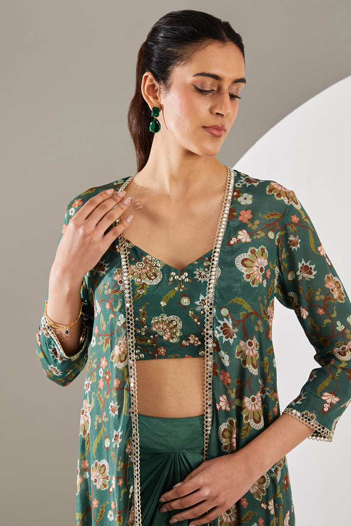Green Cape Set with Skirt