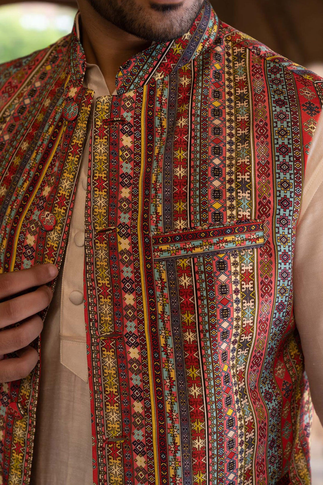 Red Printed Bundi
