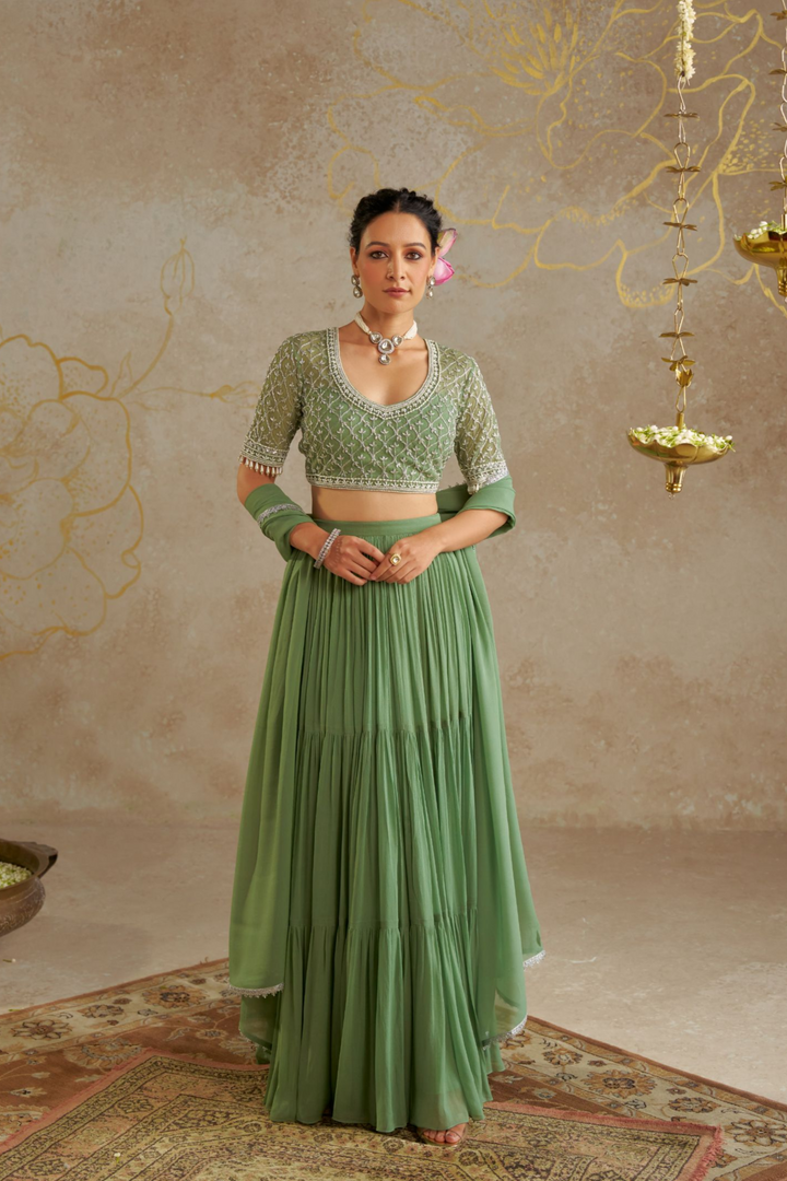 Jade Tiered Lehenga Set