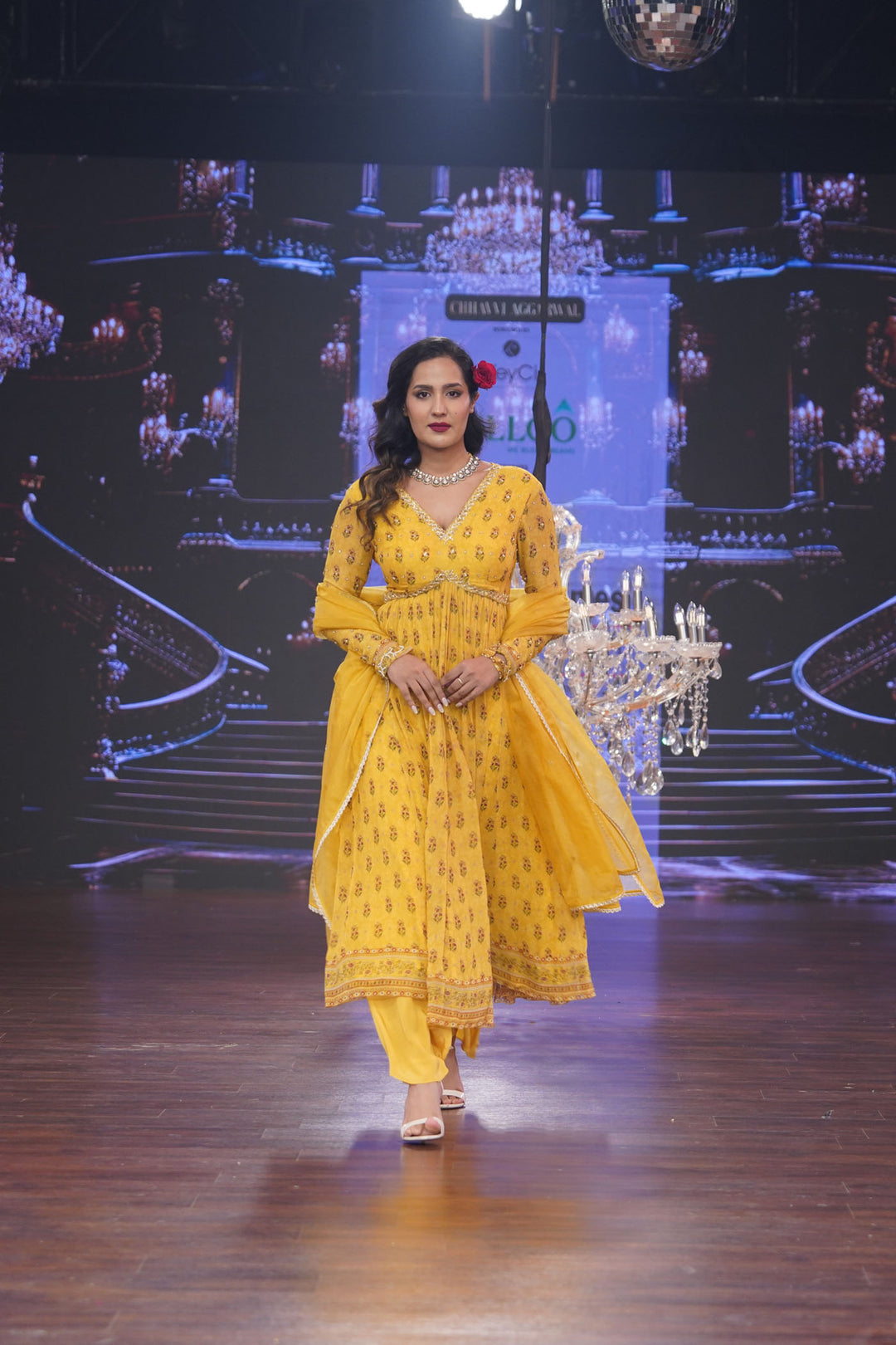 Yellow Booti Anarkali