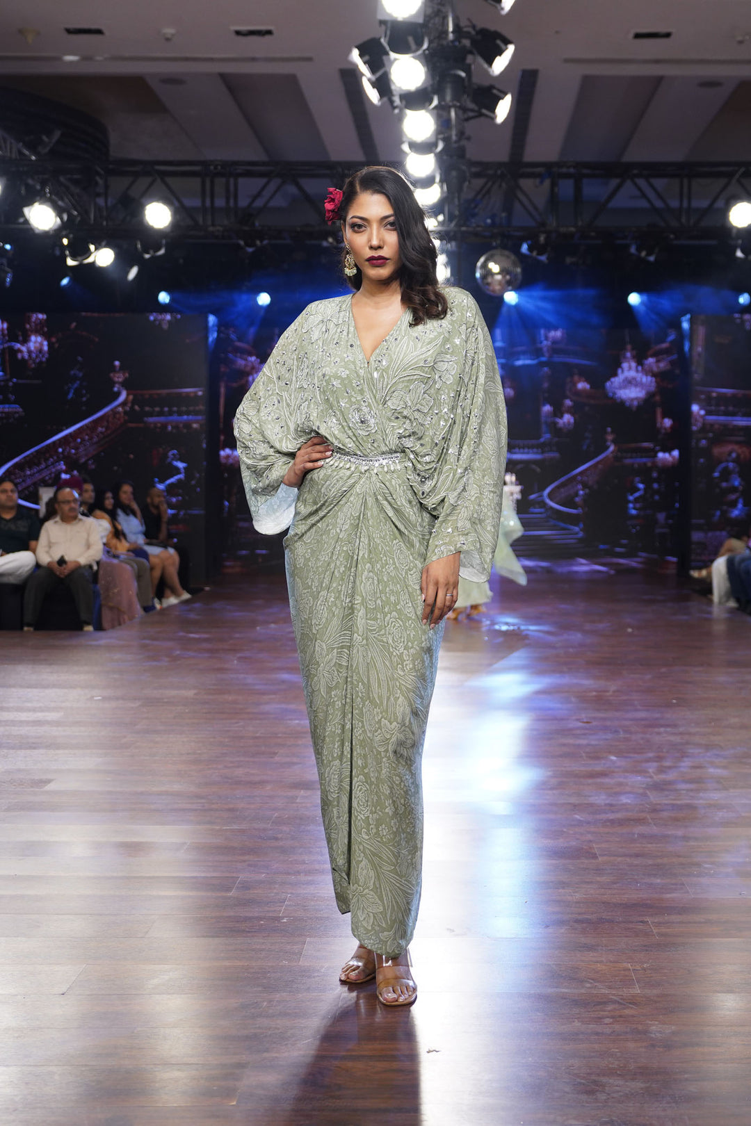 Sage Meadow Green Draped Kaftan Dress