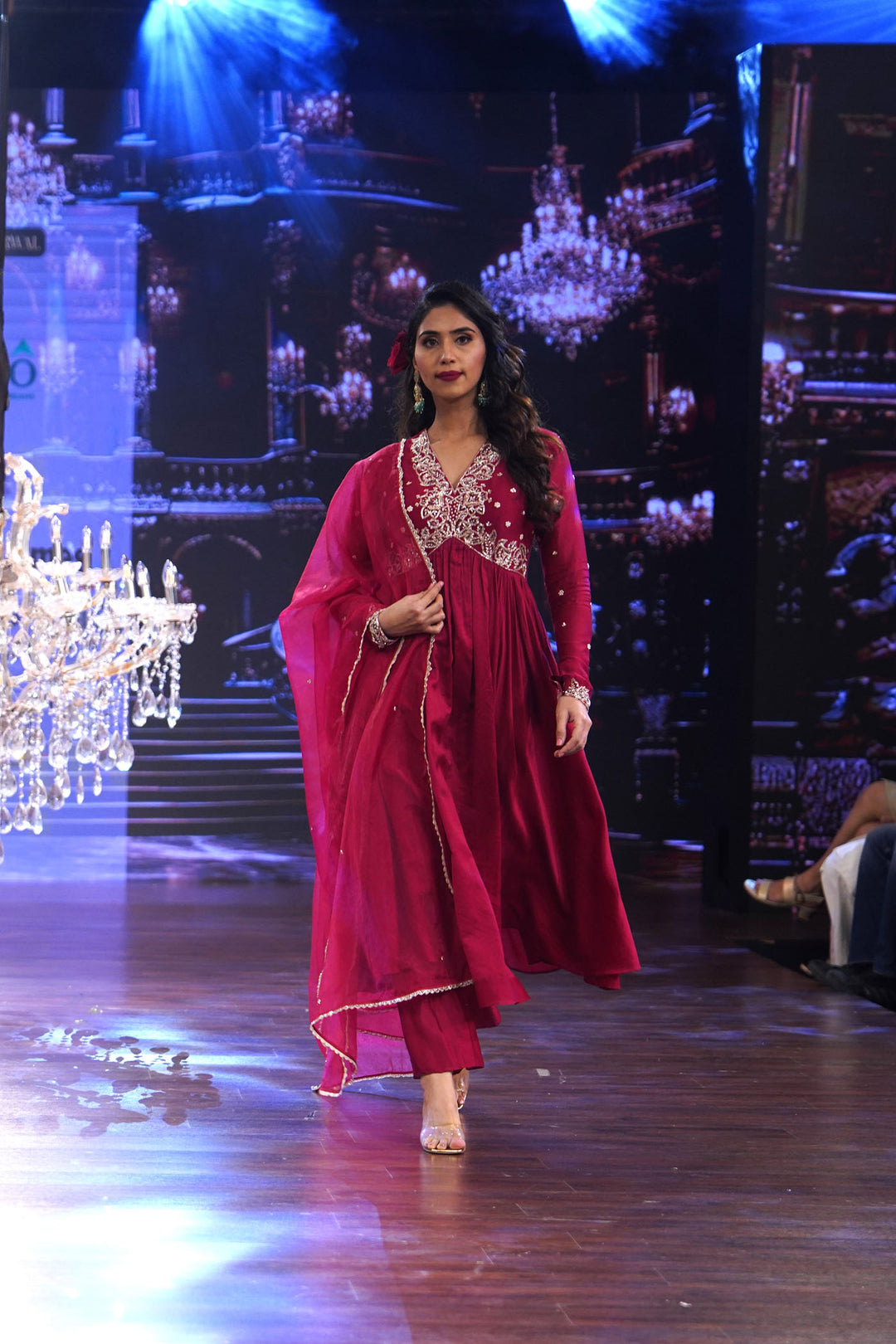 Red Anarkali Set