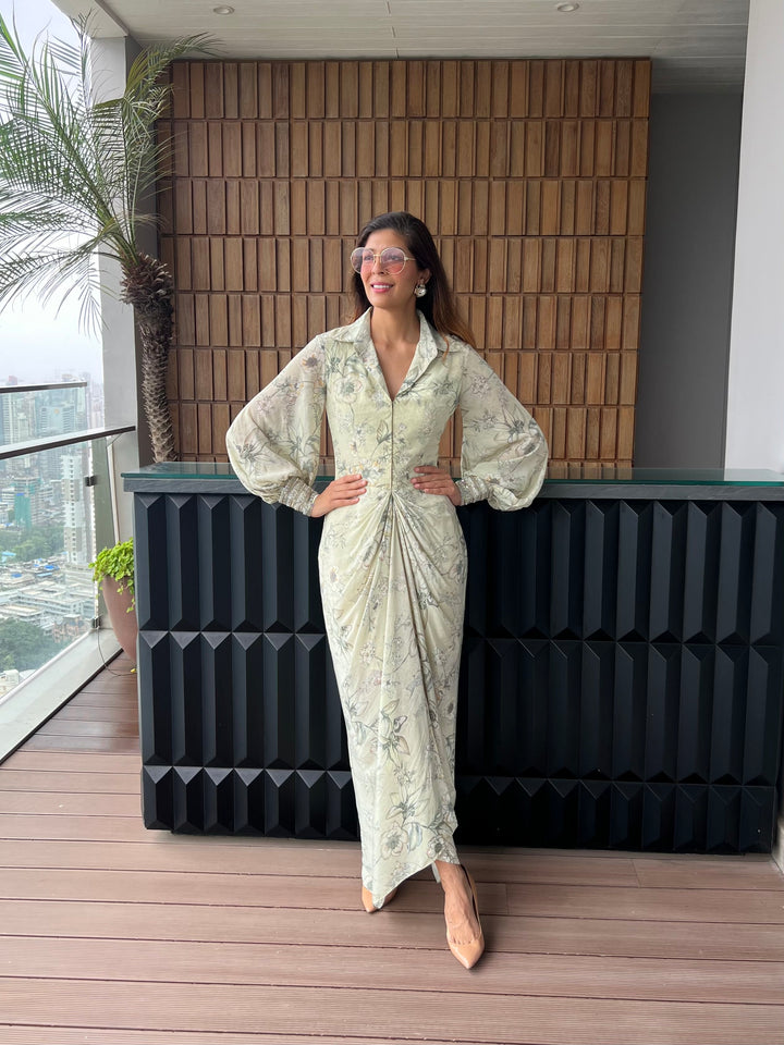 Mallika Singhania in our Ivory Eden Draped Dress