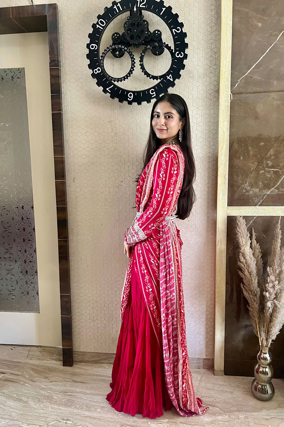 Kreesha Thakkar in Red Sharara Saree