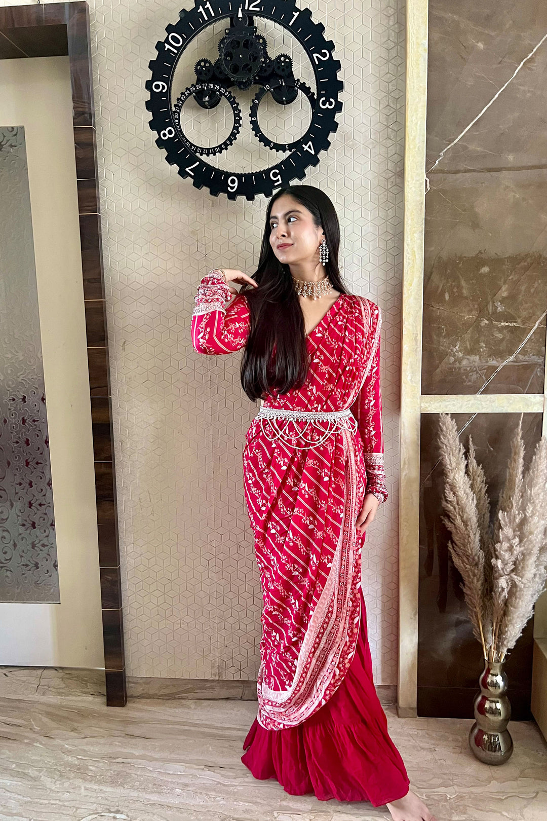 Kreesha Thakkar in Red Sharara Saree