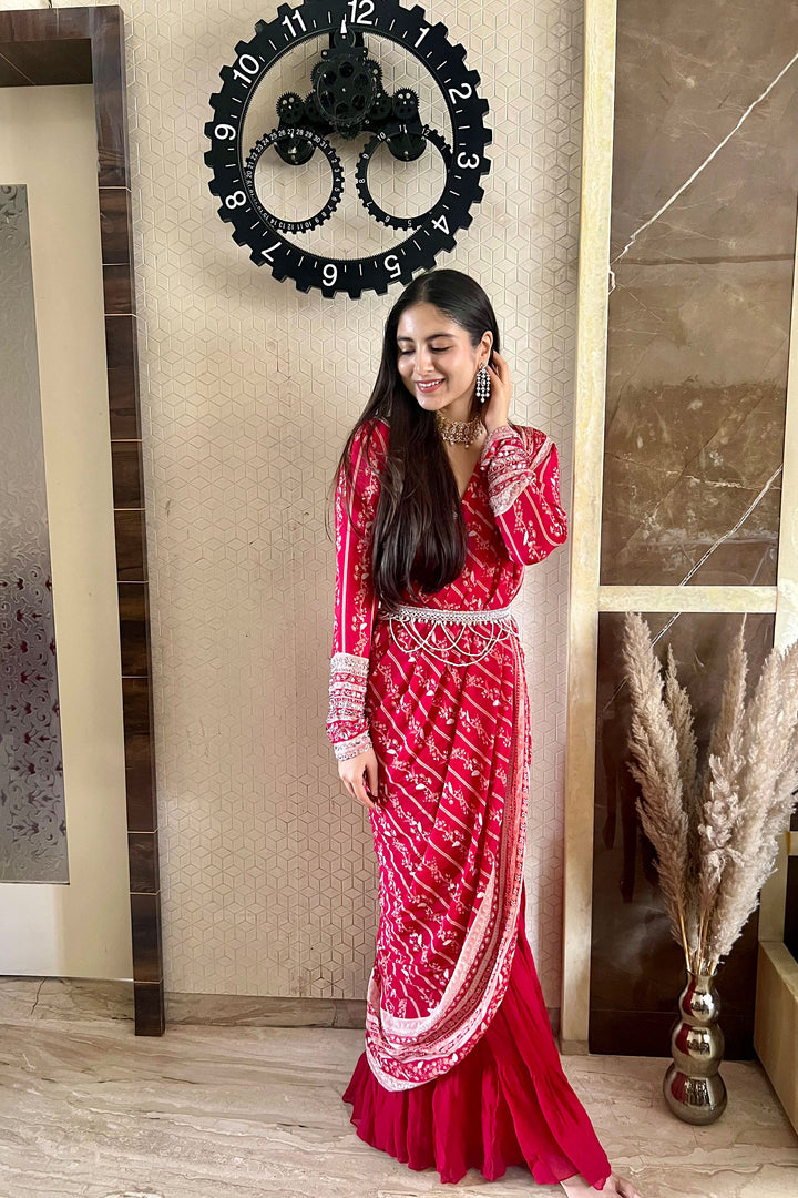 Kreesha Thakkar in Red Sharara Saree