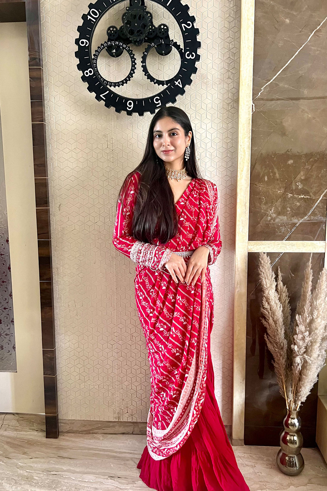 Kreesha Thakkar in Red Sharara Saree