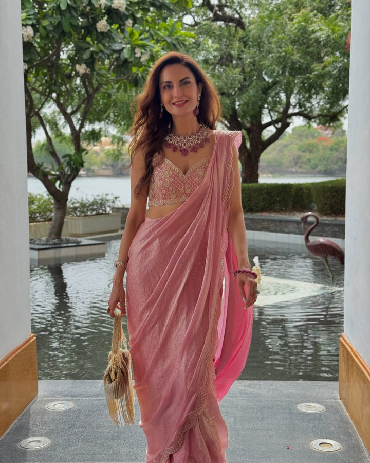 Deepti Solanki in Pink Tissue Saree