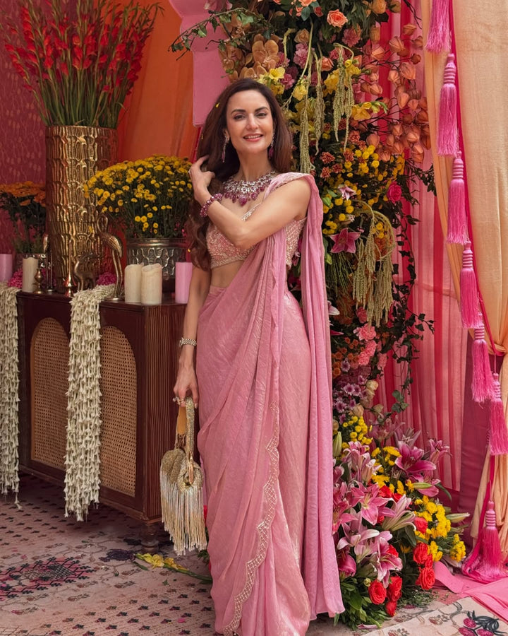 Deepti Solanki in Pink Tissue Saree