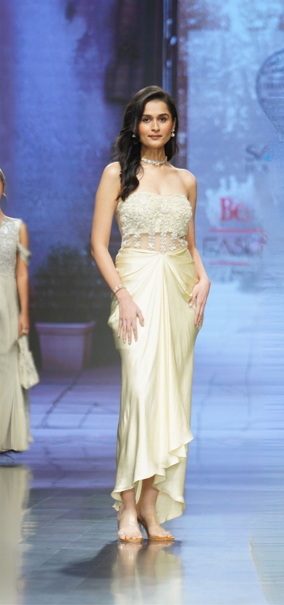 Ivory Draped Gown