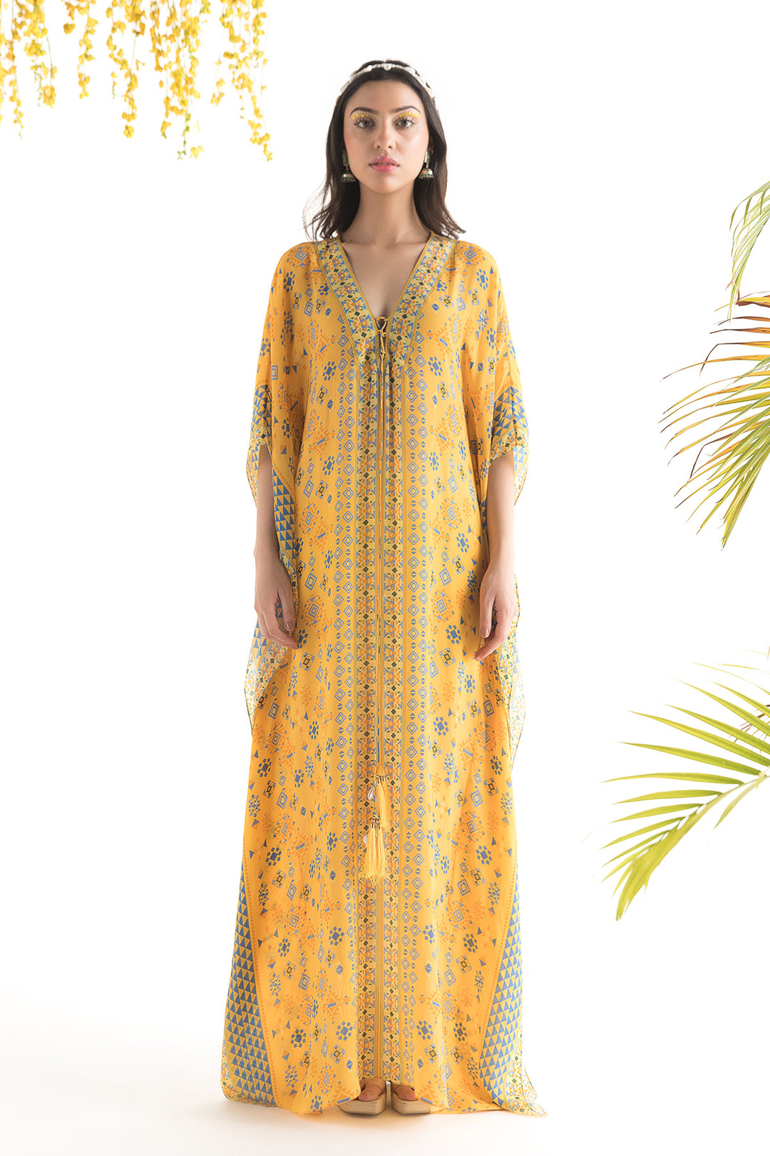 Yellow Printed Kaftan