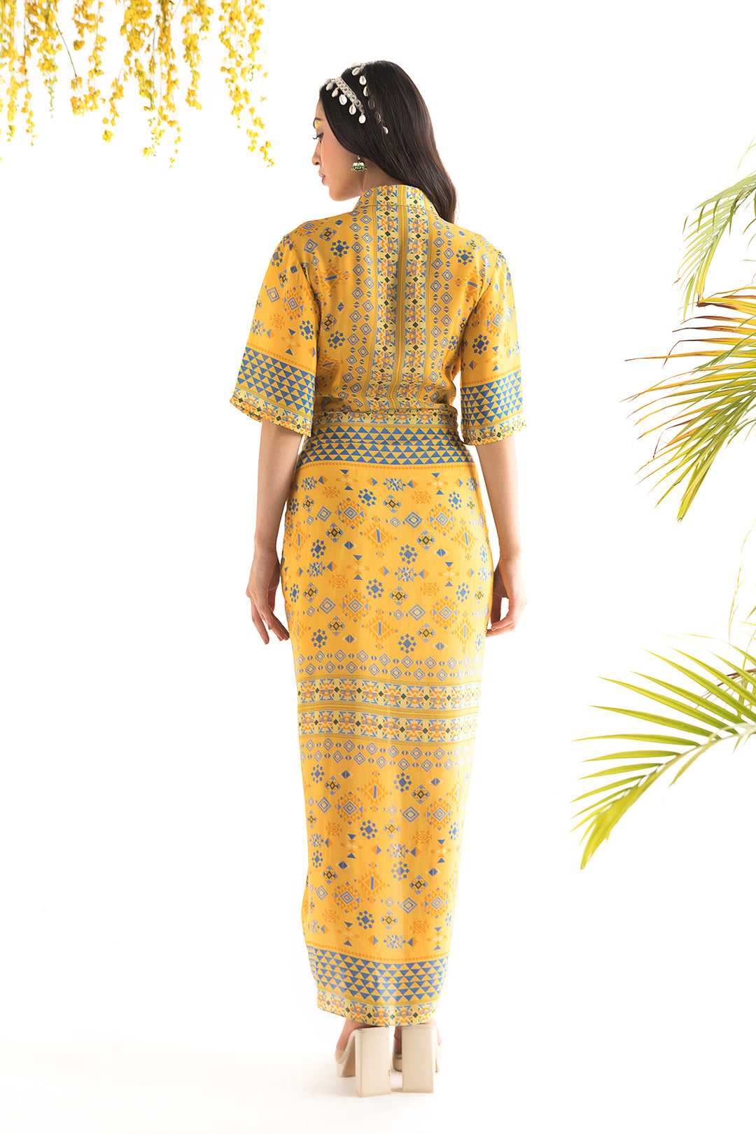 Yellow Printed Shirt Dress