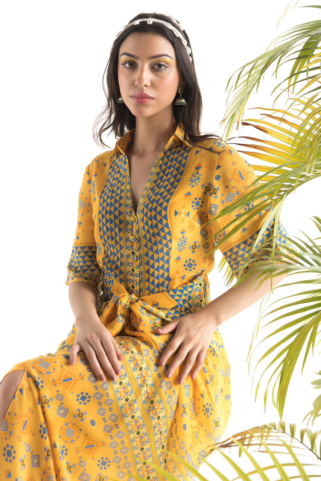 Yellow Printed Shirt Dress