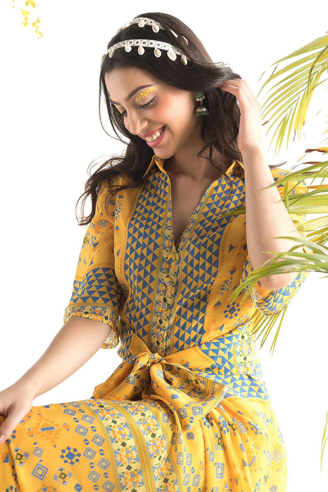 Yellow Printed Shirt Dress