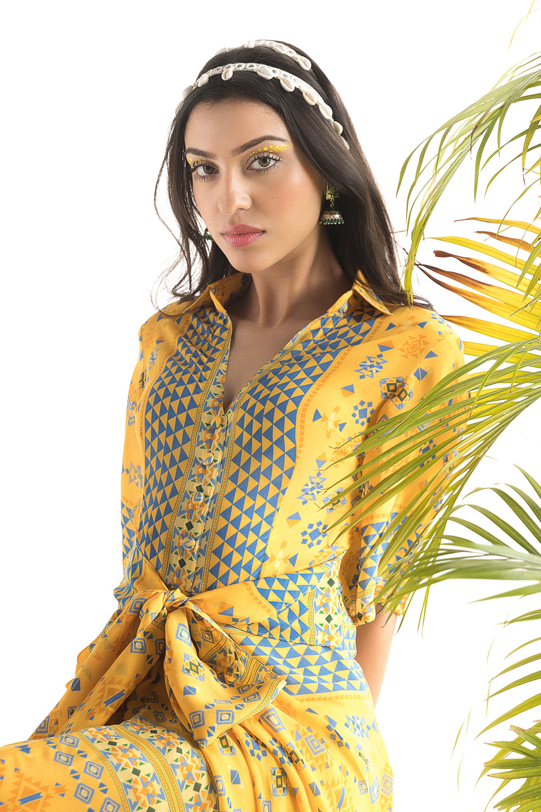 Yellow Printed Shirt Dress