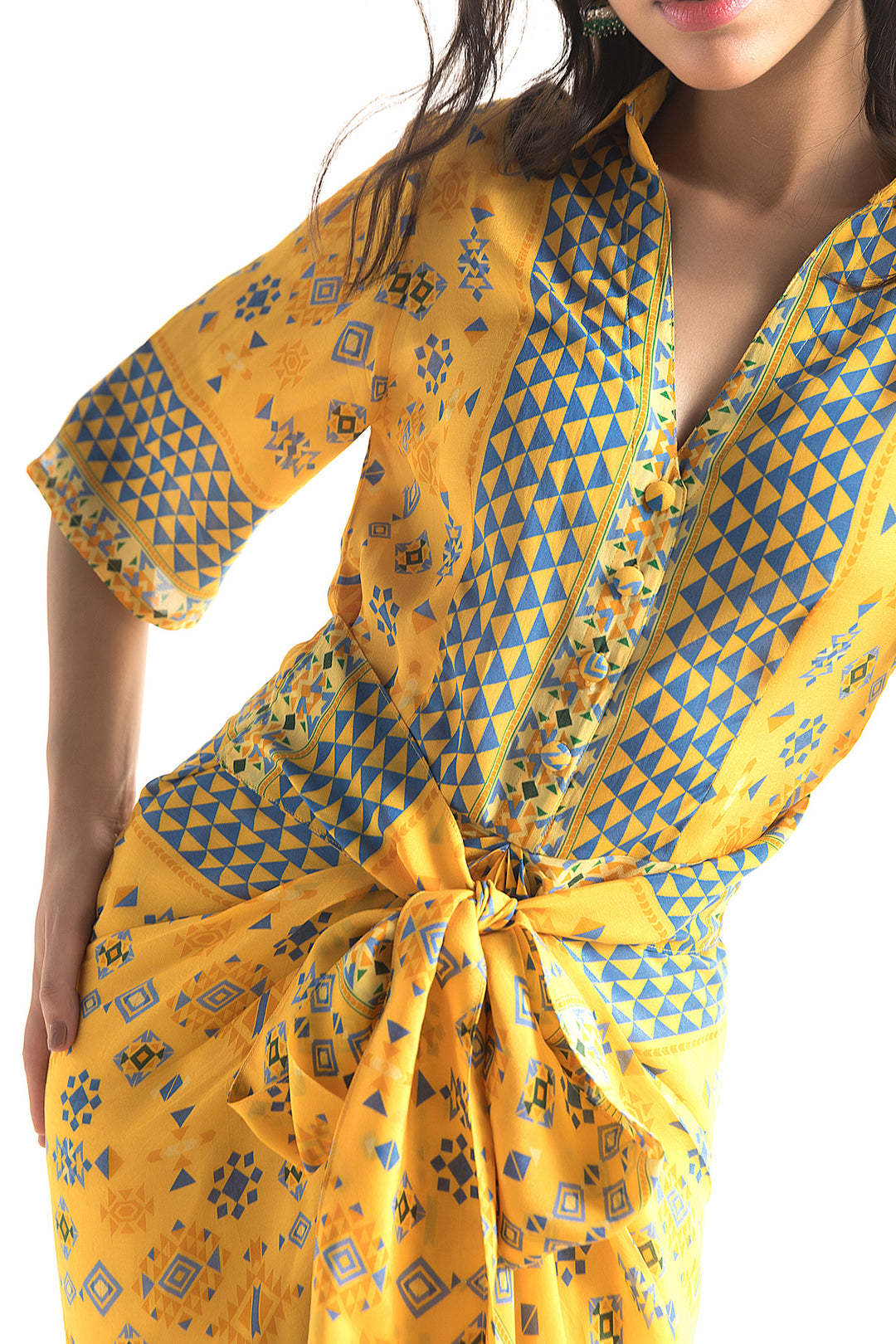 Yellow Printed Shirt Dress