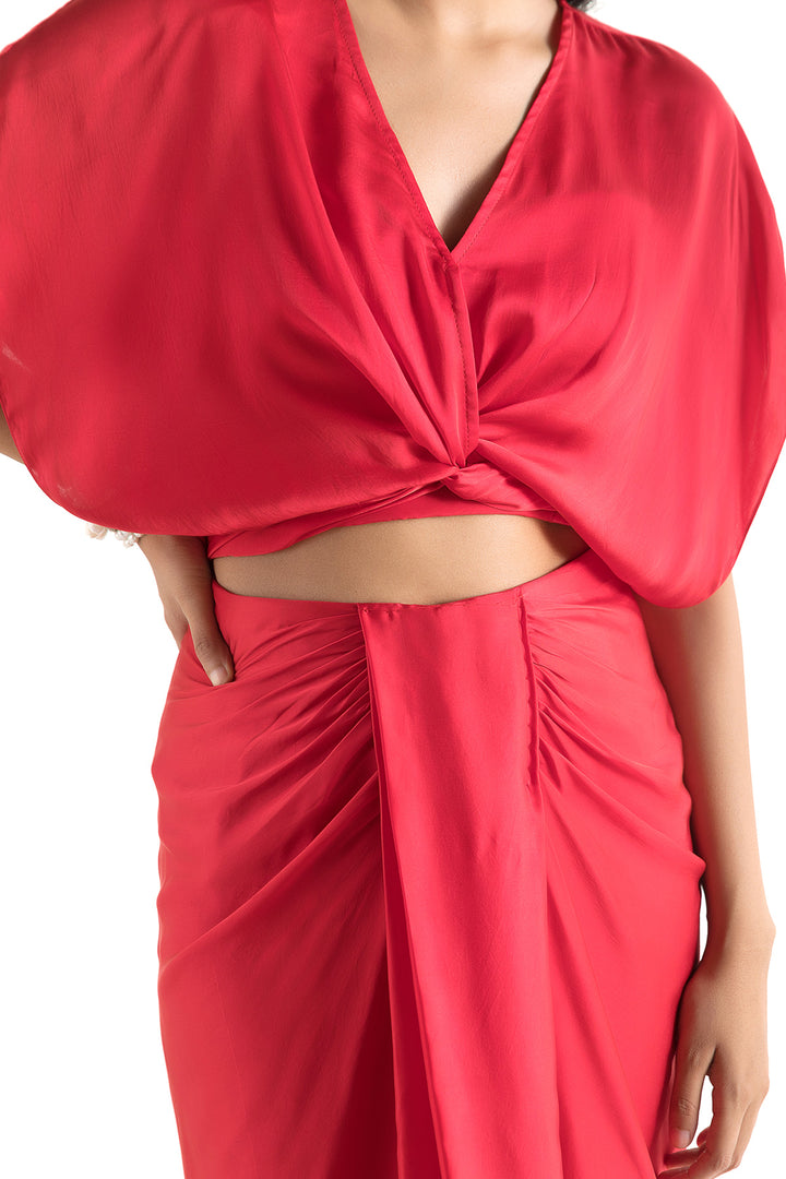 Red Colored Skirt Set