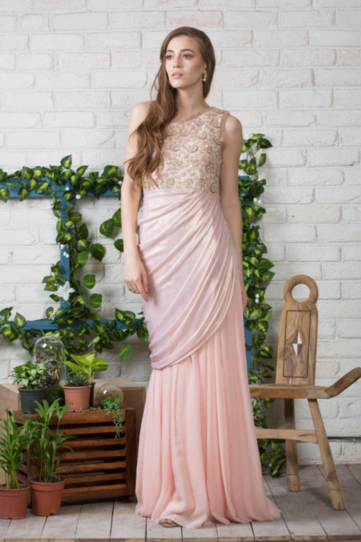 Pink shop saree gown