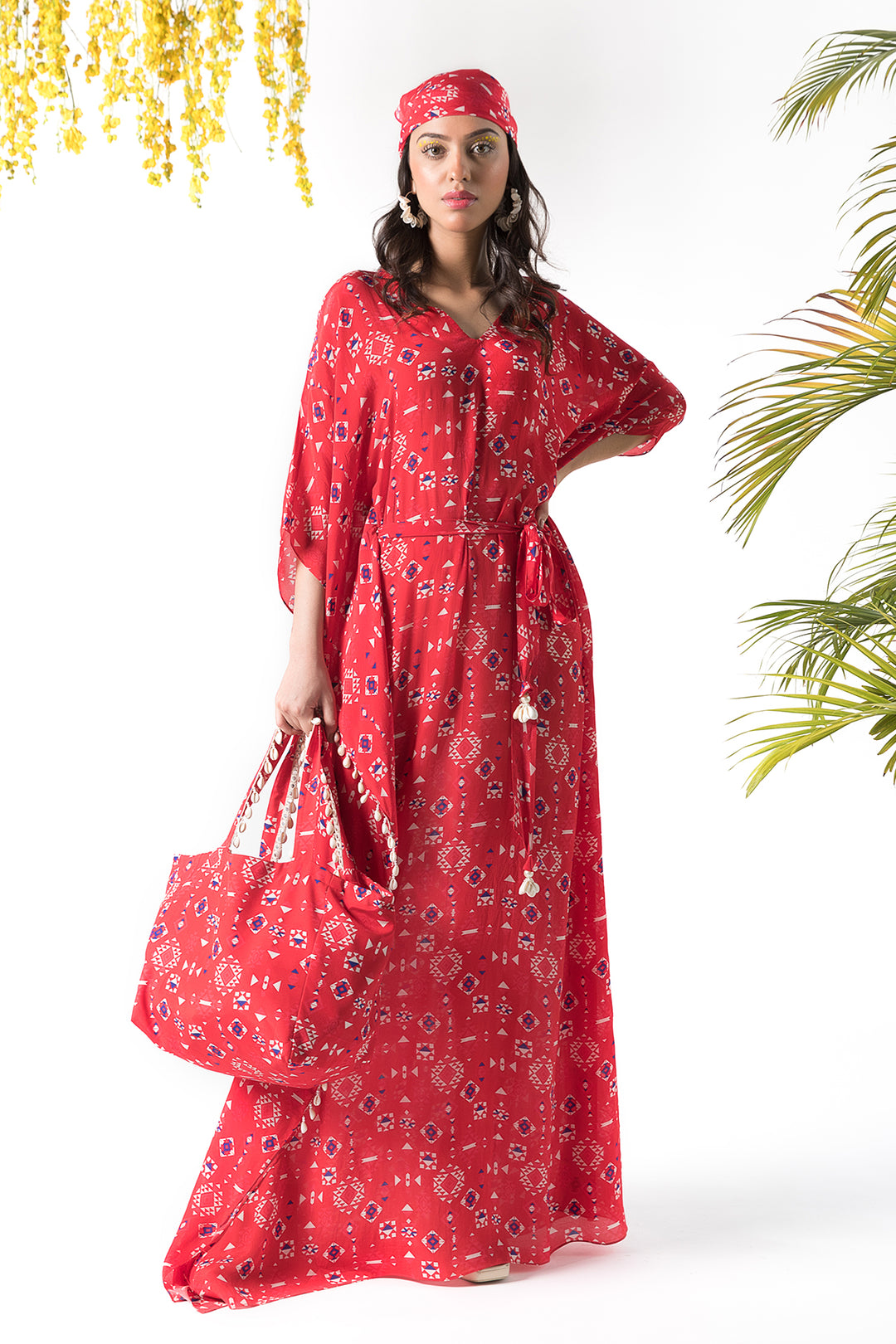 Red Printed Tote Bag