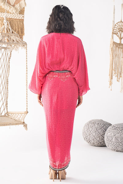 Pink Printed Kaftan Dress - RTS